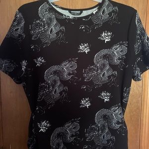 Black Print Bodycon Dress